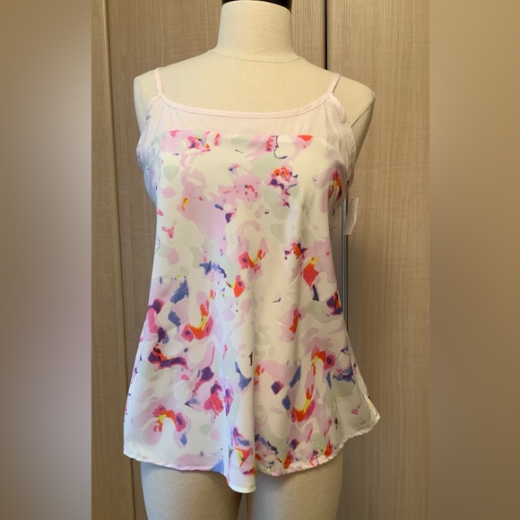 NWT Walter Baker Women's Strappy Colorful Light Pink Cami Top Blouse Size M - Picture 1 of 11